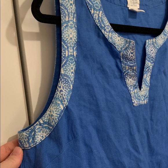 Sigrid Olsen Blue 100% Linen shift dress sleeveless - Picture 3 of 4